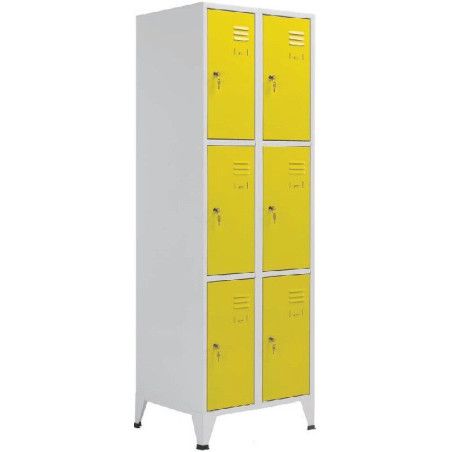Precio comprar taquilla metálica de amarilla seis puertas MONTADA y SOLDADA