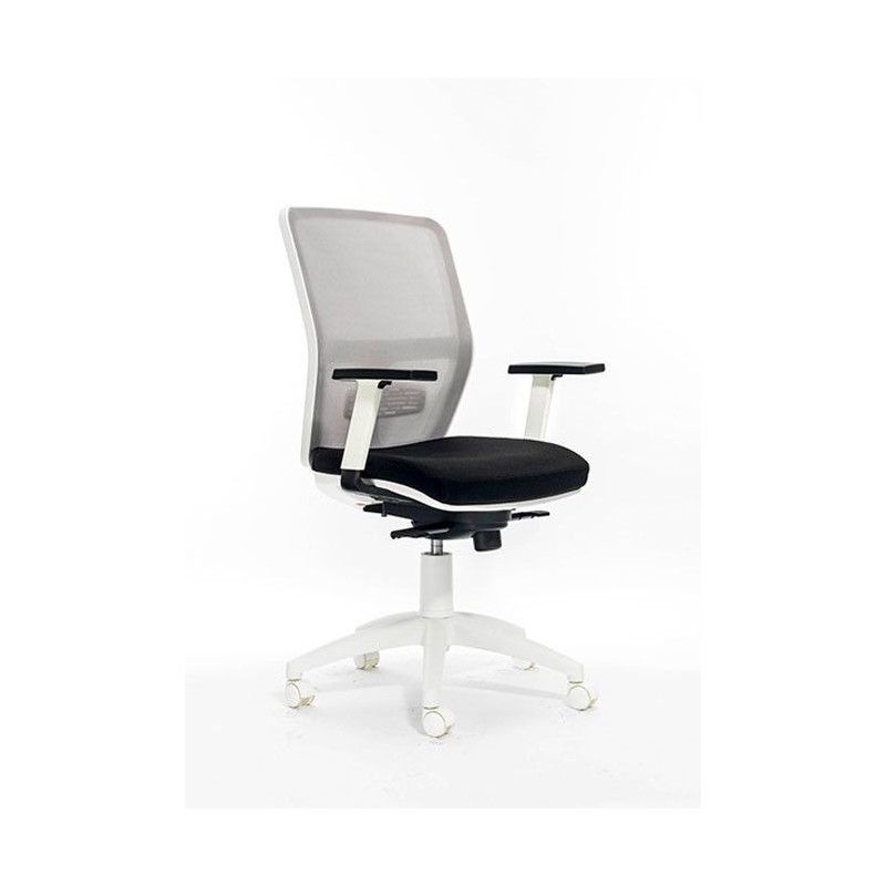 Silla de oficina blanca con malla en respaldo