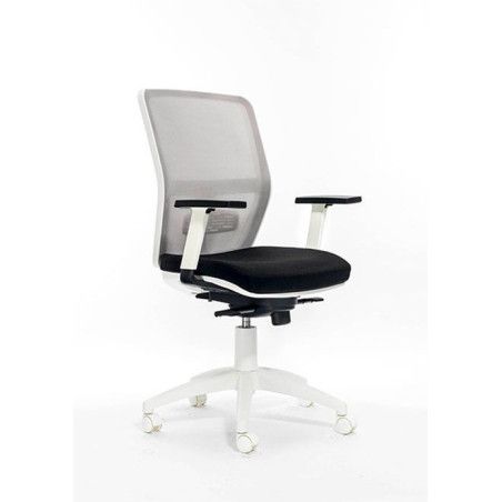 Silla de oficina blanca con malla en respaldo