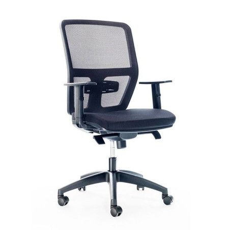 Silla de escritorio negra con red