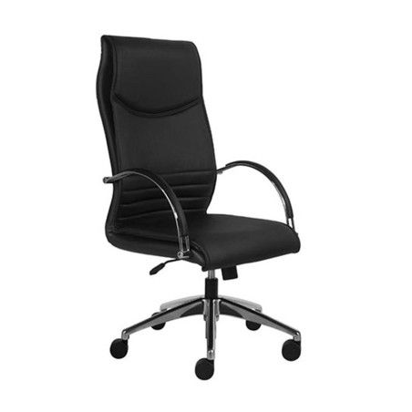 Silla de oficina ejecutiva negra de piel