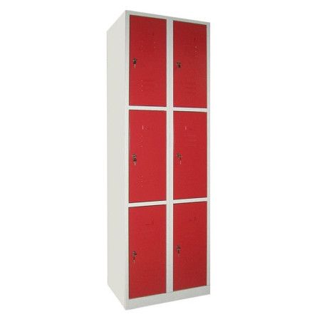Comprar taquilla metal roja 6 puertas soldada