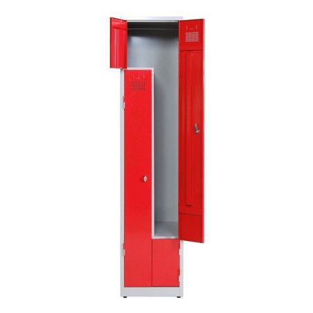 Taquilla metal roja con puerta en L para espacios reducidos