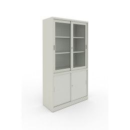 Armario mixto con puertas de cristal y metal