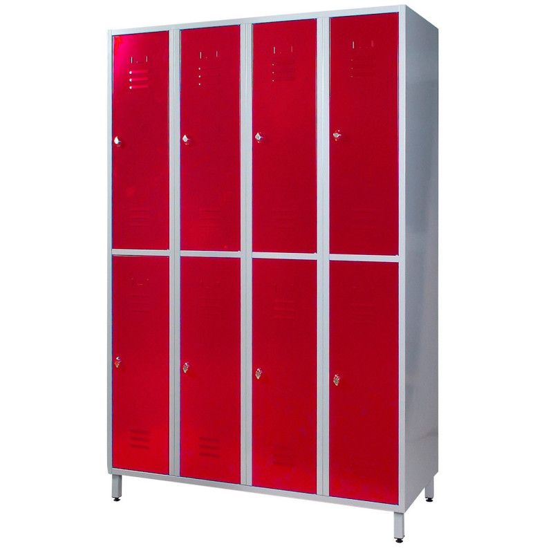 Taquillero monobloc soldado de 1 pieza con 4 módulos y 8 puertas