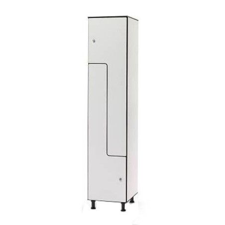 Taquilla fenólica con perfil de aluminio con puerta en L