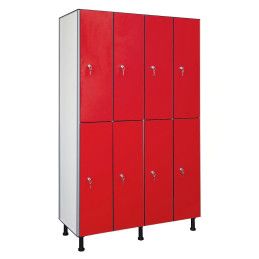 Taquilla compacto fenólico hpl doble de 8 puertas rojas