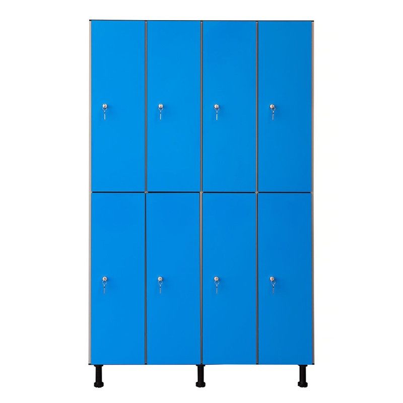 Taquilla compacto fenólico hpl doble de 8 puertas azules