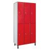 Taquilla HPL compacto fenólico 6 puertas dobles en color rojo