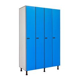 Armario taquilla fenolico de 4 puertas completas azules
