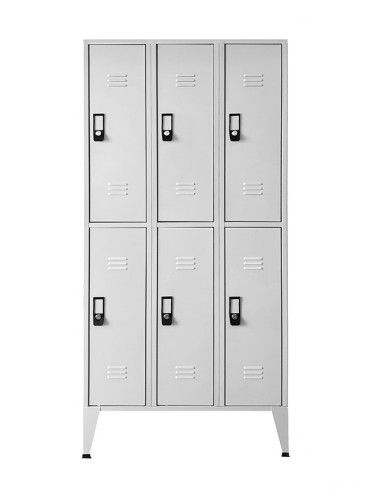 Taquilla de metal en oferta muy resistente de 6 puertas con tirador