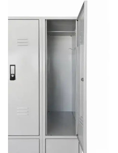 Taquilla cuádruple metálica soldada de puerta partida con patas en color gris de 1 pieza 2