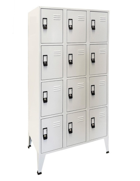 Locker de chapa soldado con patas con 12 puertas cuadradas