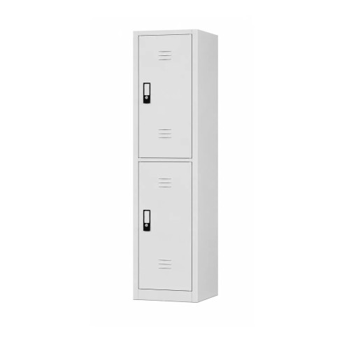 Taquilla de metal baja gris de 2 puertas