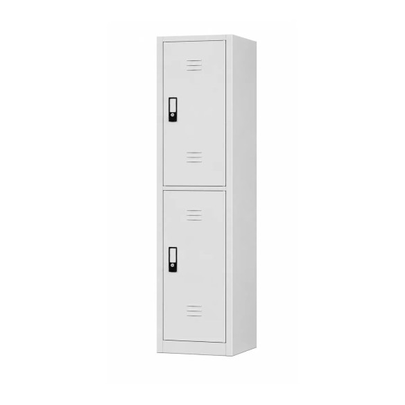 Taquilla de metal baja gris de 2 puertas