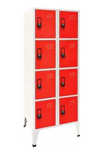 Casillero metálico rojo para 8 alumnos
