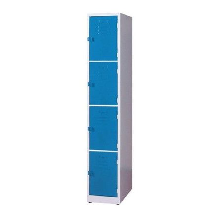 Casillero de metal azul para colegios de 4 puertas