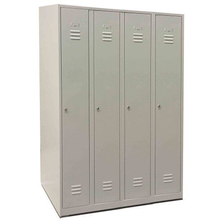 Ropero metálico gris de 4 puertas completas